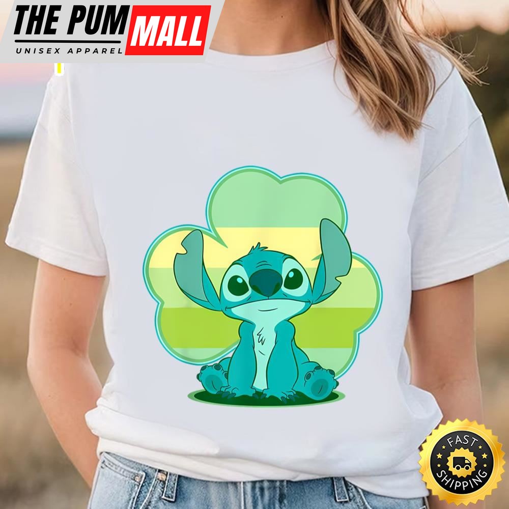 Disney Lilo And Stitch St. Patricks Day Stitch Clover T-Shirt