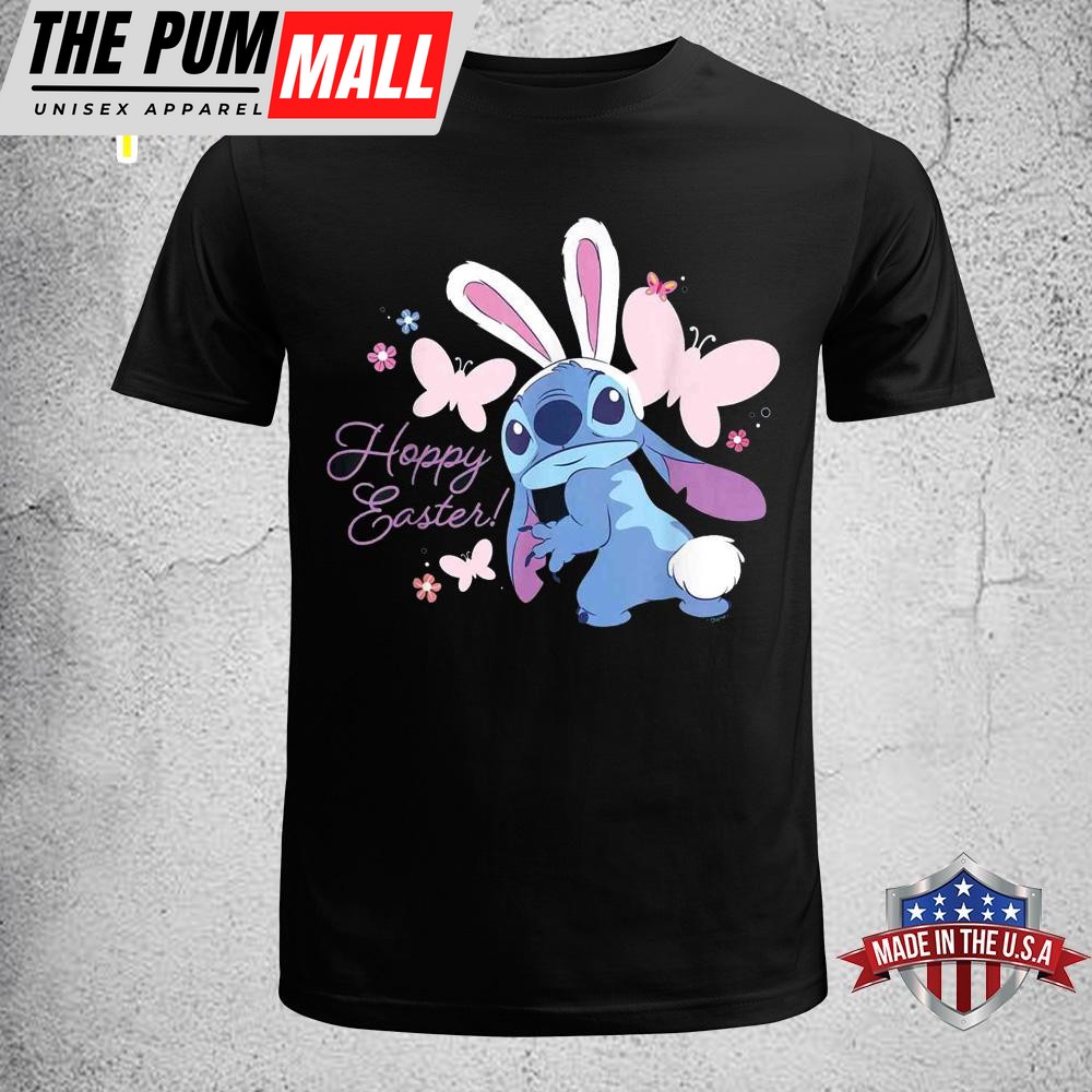 Disney Lilo & Stitch Hoppy Easter Bunny And Butterflies Disney Easter Shirt