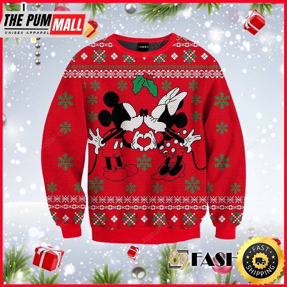 Disney Mickey And Minie Mouse Ugly Christmas Sweater, Perfect Holiday Gift