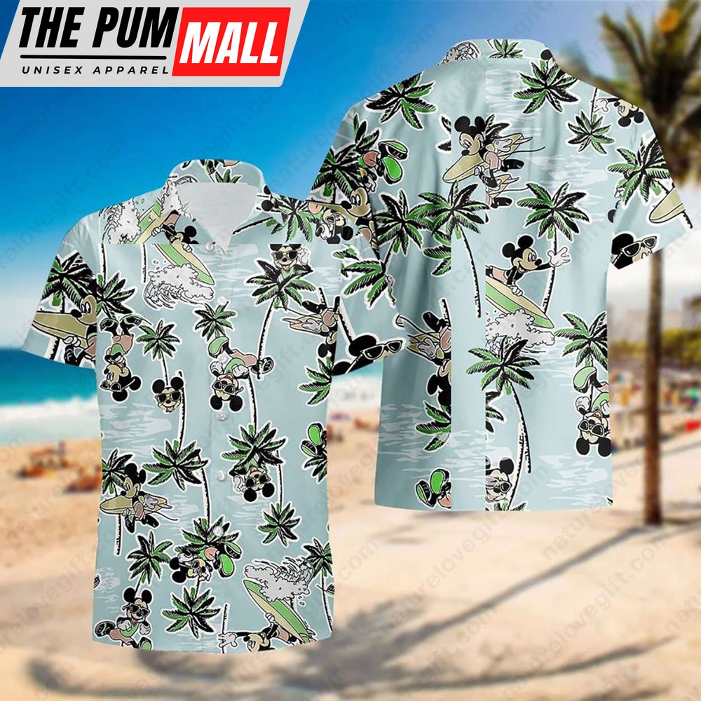 Disney Mickey Coconut Hawaiian Shirt Surfing Summer Aloha Shirt
