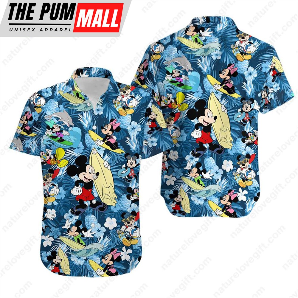Disney Mickey Minnie Hawaiian Shirt Summer Vacation Aloha Shirts