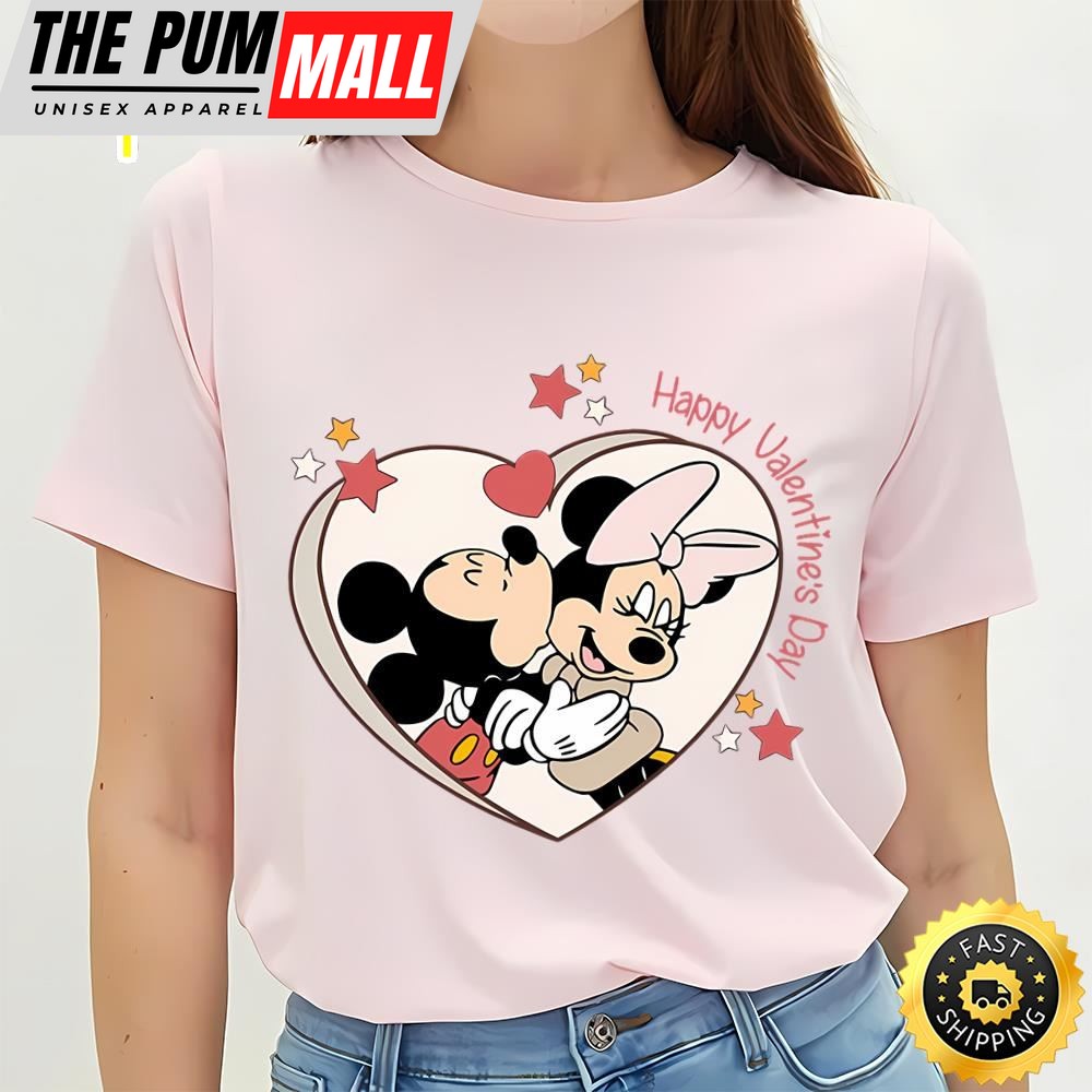 Disney Mickey Minnie Kissing Happy Valentines Day Shirt