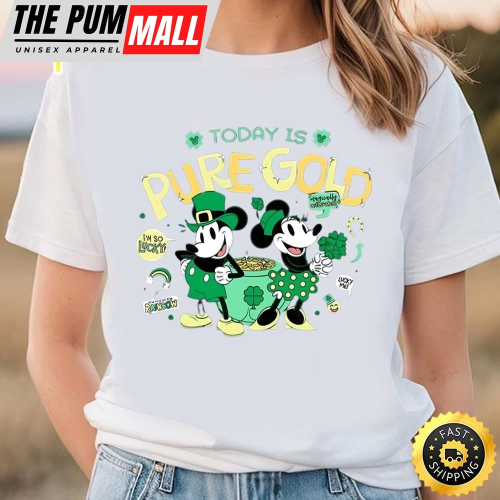 Disney Mickey Minnie Pure Gold St Patricks Day Retro Shirt