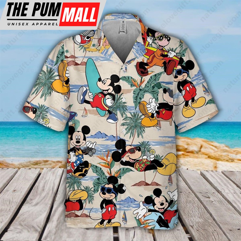 Disney Mickey Mouse Hawaiian Shirt Summer Vacation Aloha Shirts