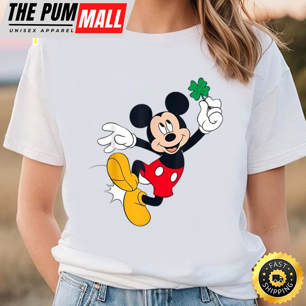 Disney Mickey Mouse Heel Click Shamrock St Patricks Day T-Shirt