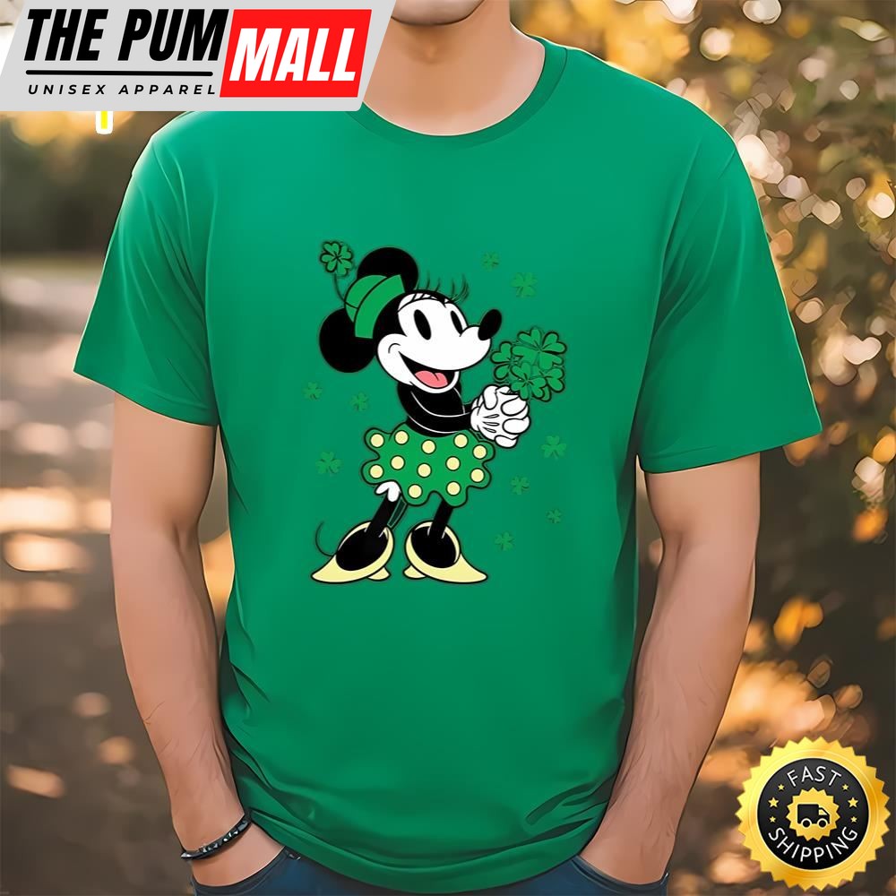 Disney Minnie Mouse Shamrock Bouquet St Patricks Day Retro Shirt