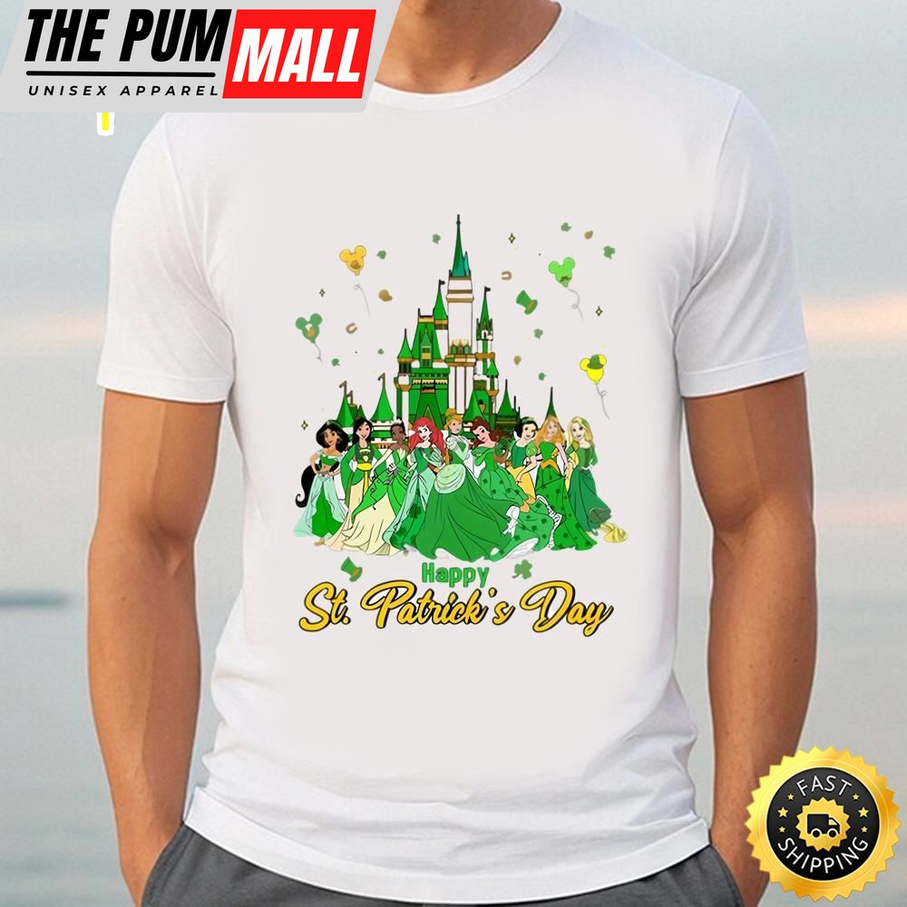 Disney Princess With Balloons Happy St. Patricks Day Shirt