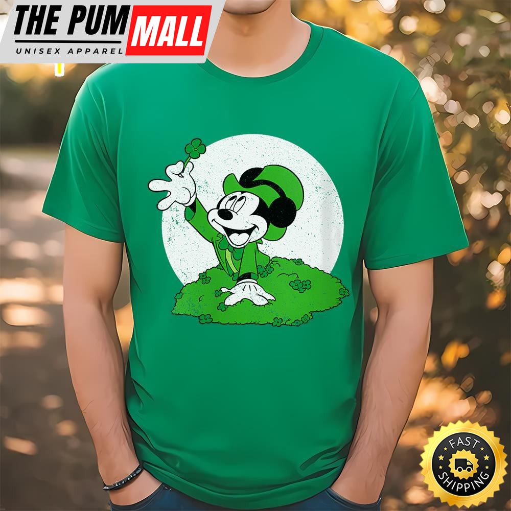 Disney Retro Mickey Mouse Four Leaf Clover St. Patricks Day T-Shirt