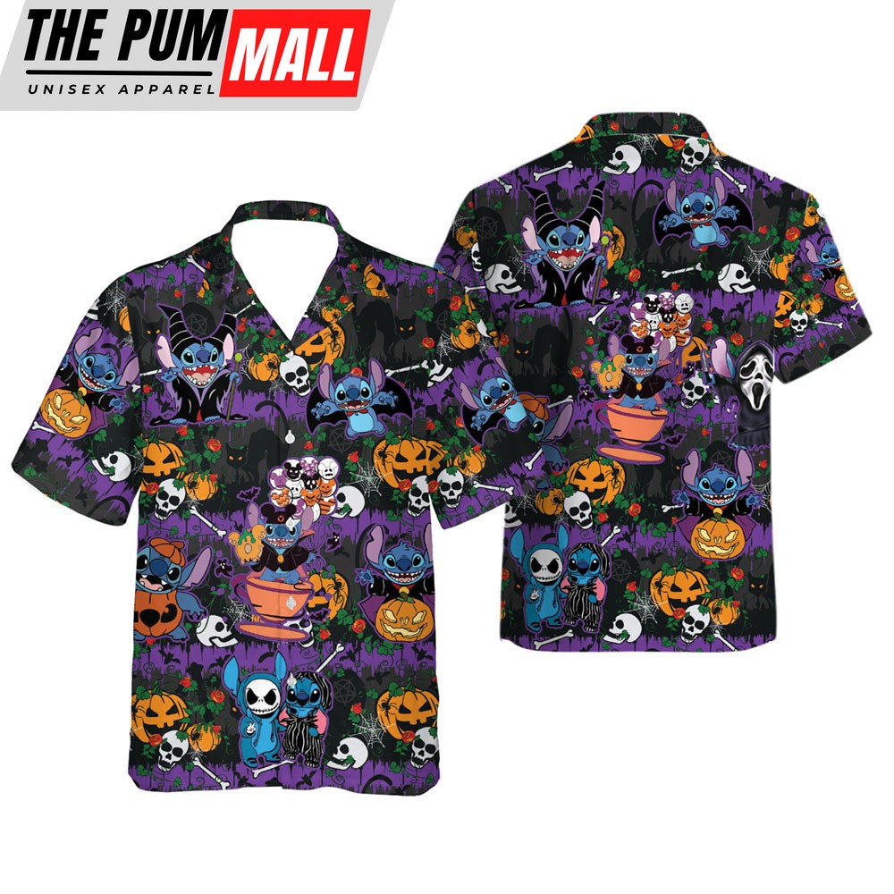 Disney Stitch Scary Pumpkin Halloween Hawaiian Shirt