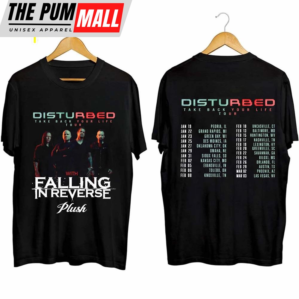 Disturbed 2024 Tour T-Shirt Black Double Sides