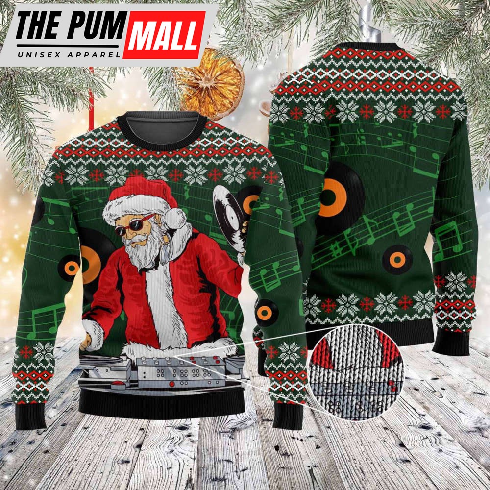 DJ Santa Claus Music Lovers Gift X-mas Shirt Ugly Sweatshirt Sweater For Family