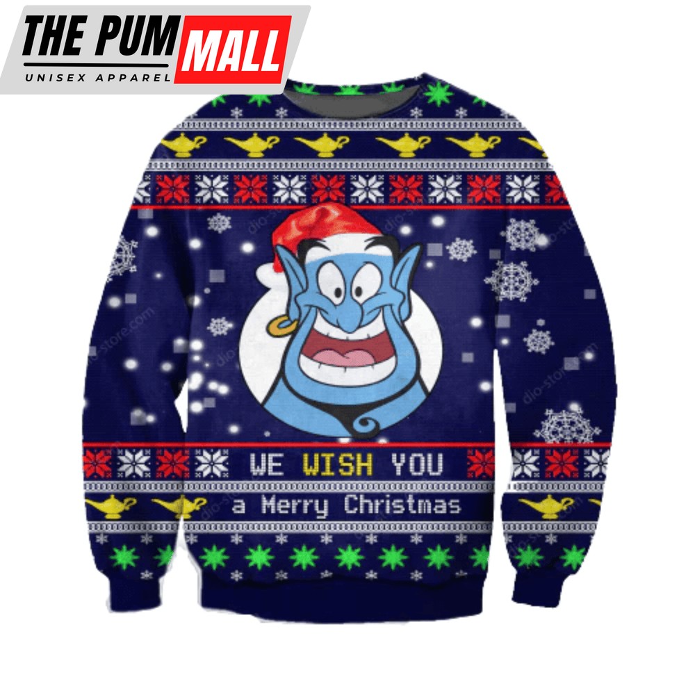 DN Christmas Ugly Sweater: Genie Blue Sweater for a Merry Christmas
