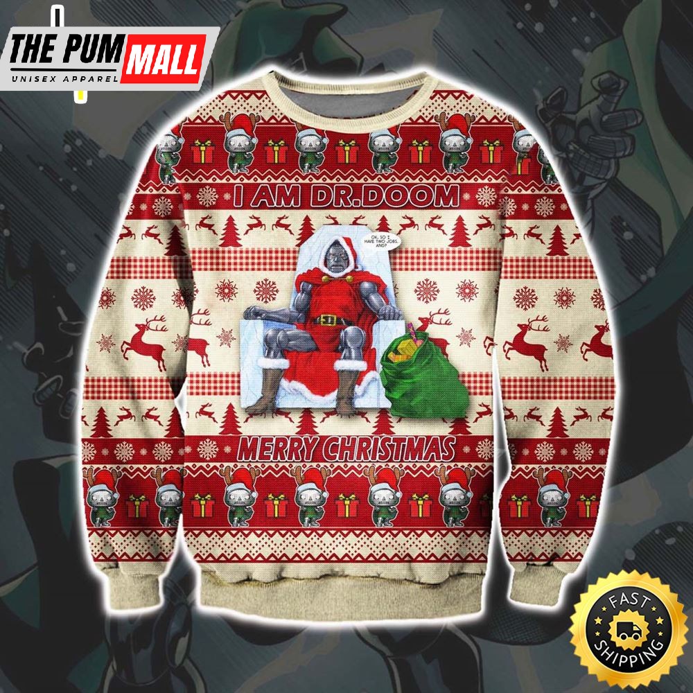 Doctor Doom Marvel Ugly Christmas Sweater Unisex Knit Sweater