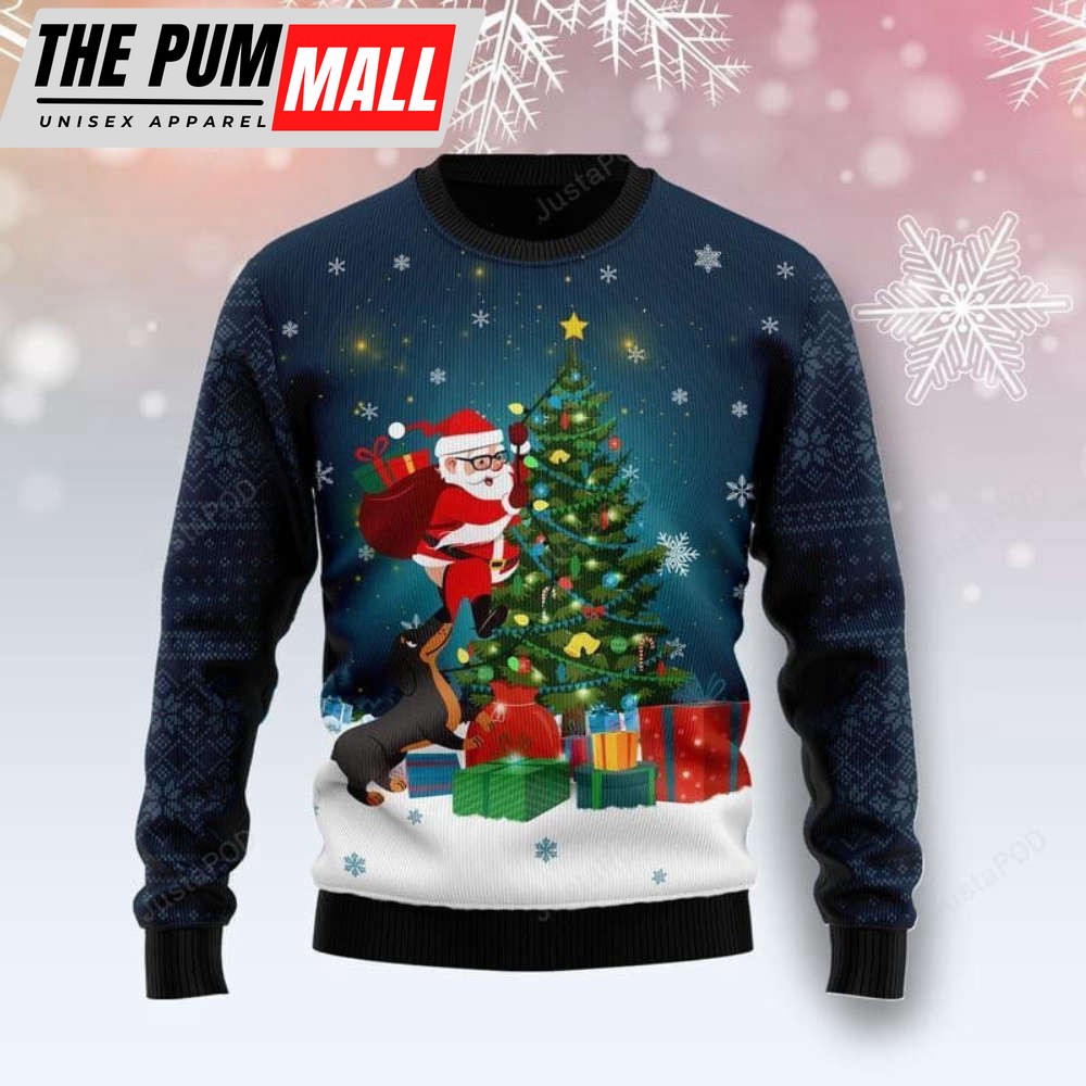 Dog Biting A Santa Claus Ugly Christmas Sweater Gift For Christmas