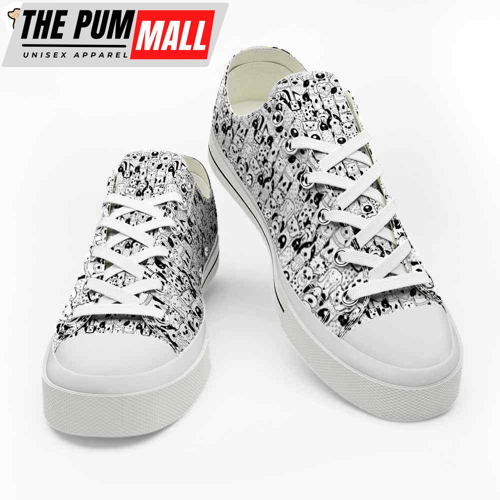 dog-black-white-doodle-pattern-low-top-shoes-happy-international-dog-day-canva-t0toc1gf Dog Black White Doodle Pattern Low Top Shoes – Happy International Dog Day Canvas Sneaker – Owners Gift Dog Breeders