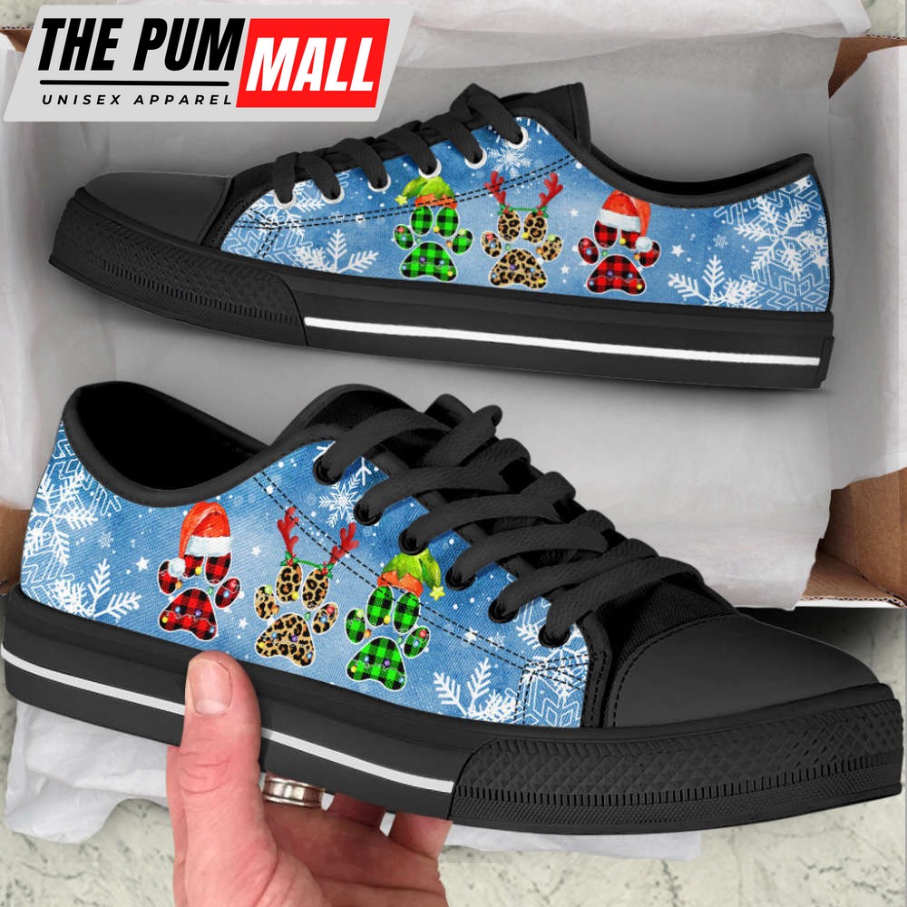 dog-christmas-snow-paw-watercolor-low-top-shoes-canvas-sneakers-gwaiz39w Dog Christmas Snow Paw Watercolor Low Top Shoes Canvas Sneakers