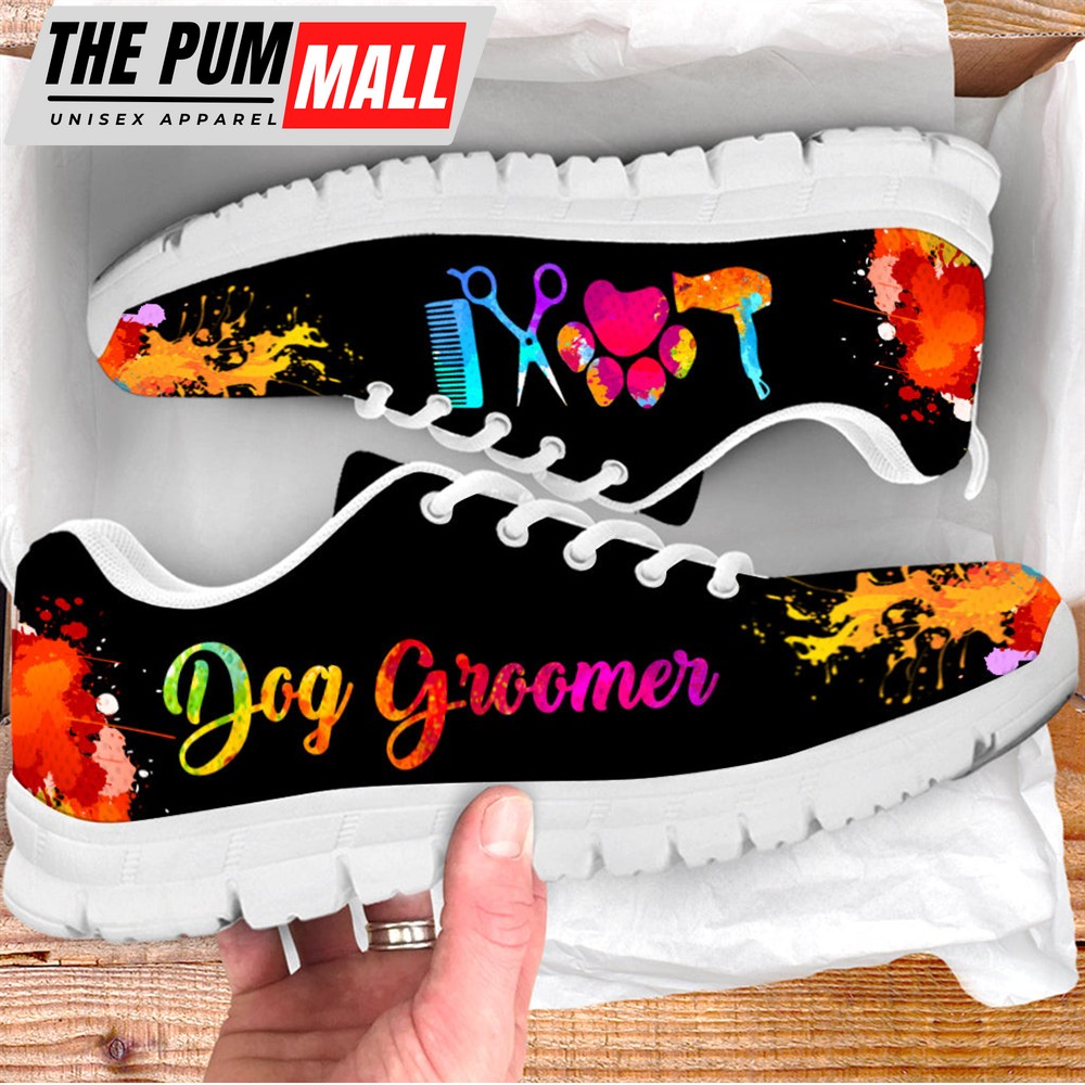 Dog Groomer Shoes Love Art Color Sneaker Walking Shoes – Best Shoes For Dog Lover – Best Gift For Dog Mom