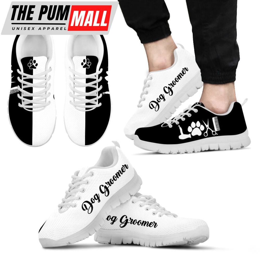 Dog Groomer Shoes Love Black White Sneakers Walking Running Lightweight Casual Shoes For Pet Lover