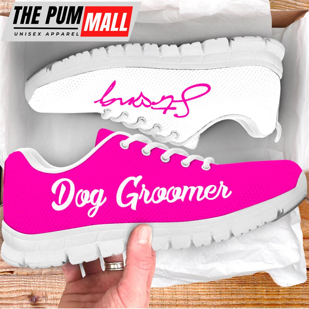 Dog Groomer Shoes Strong Pink White Sneaker Walking Shoes – Best Shoes For Dog Lover – Best Gift For Dog Mom