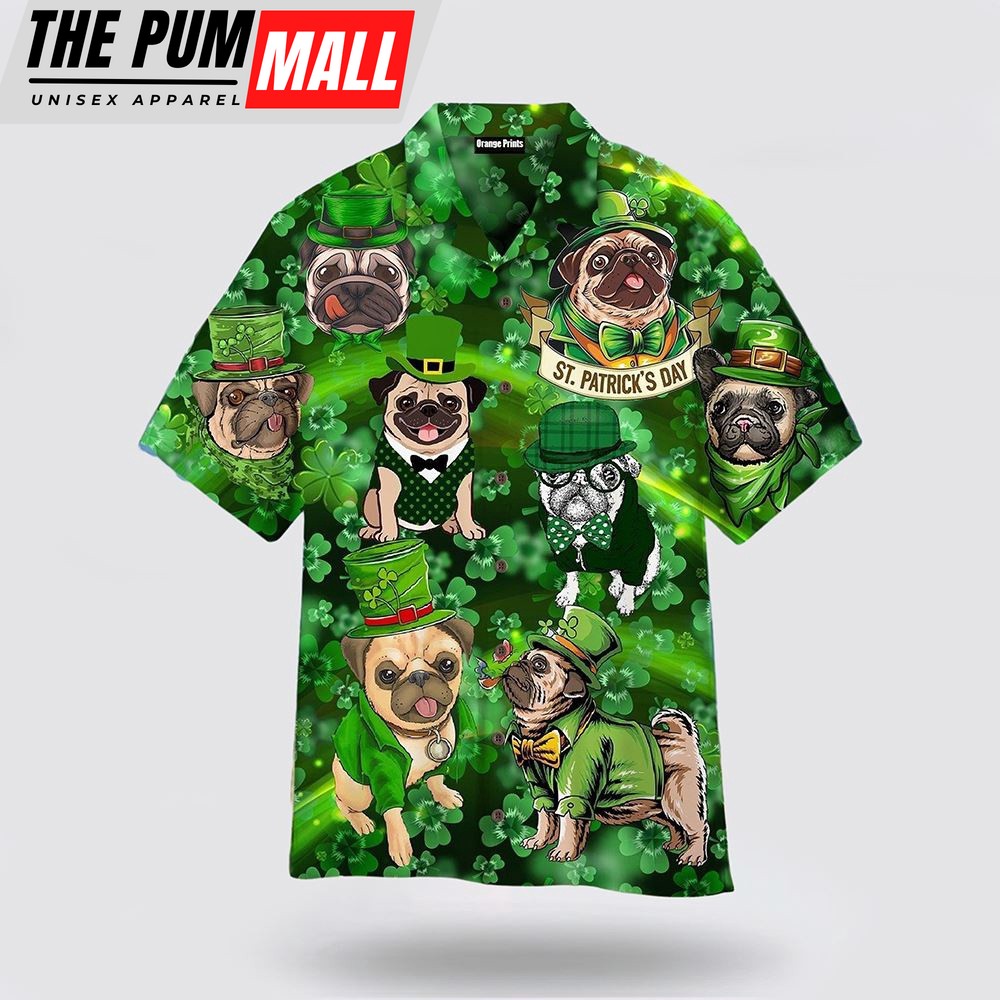 Dog Love Irish Happy Patrick Day Hawaiian Shirt, St Patricks Day Shirts, Shamrock Hawaiian Shirt