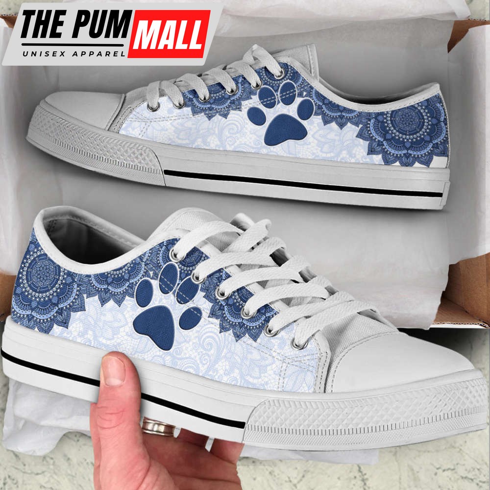 Dog Lover Mandala Paw Low Top Shoes Canvas Sneakers Casual Shoes