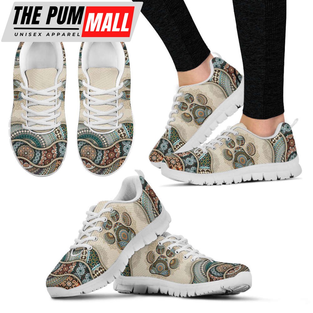 Dog Lover Shoes Vintage Mandala Sneakers Walking Running Lightweight Casual Shoes For Pet Lover
