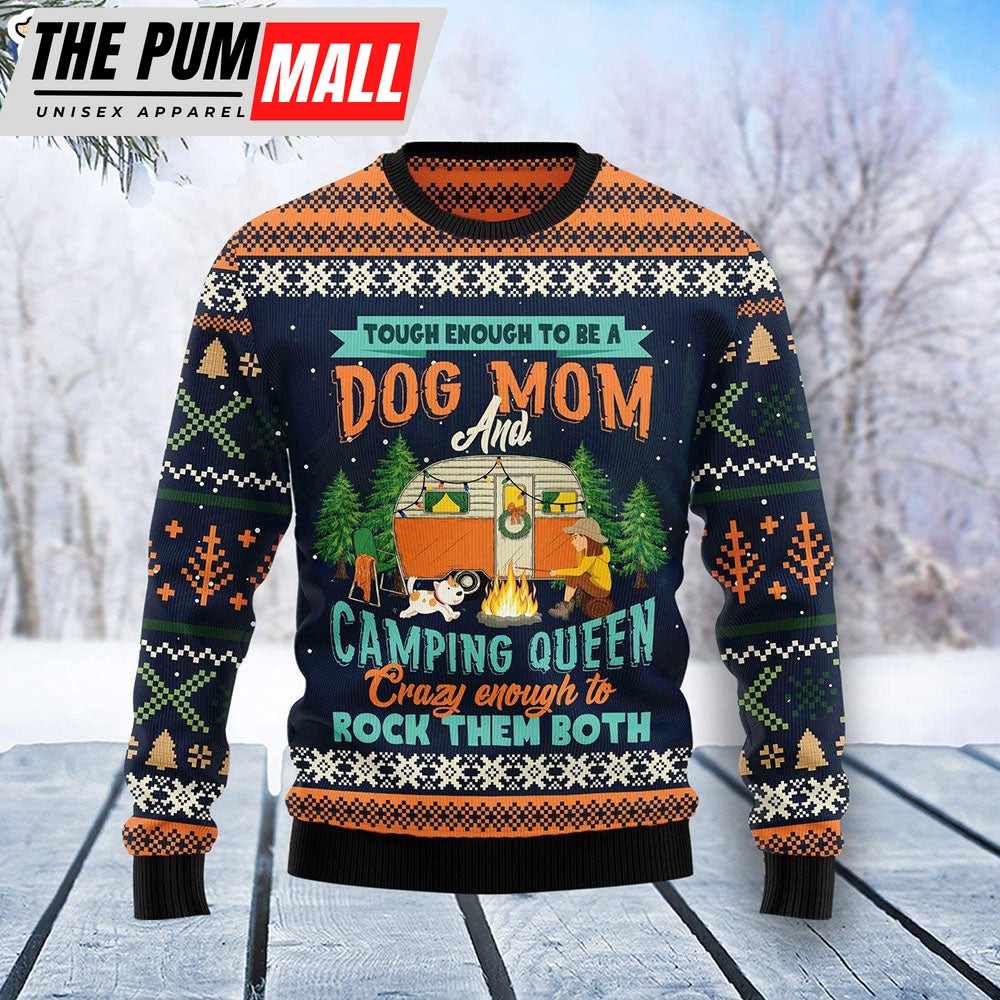 Dog Mom Camping Lover Ugly Christmas Sweater – Xmas Gifts For Him or Her