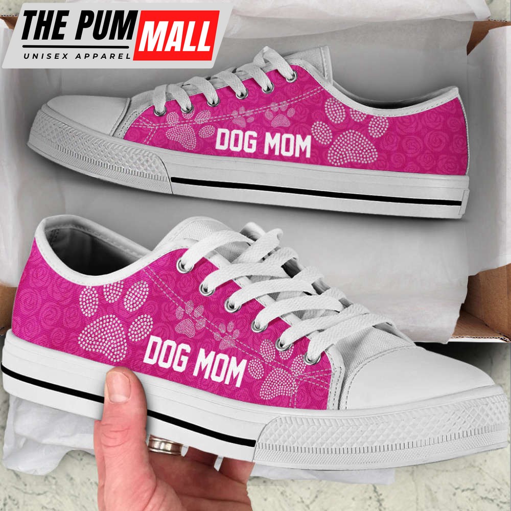 dog-mom-paw-rose-pattern-low-top-shoes-canvas-sneakers-casual-shoes-1avjwsay Dog Mom Paw Rose Pattern Low Top Shoes Canvas Sneakers Casual Shoes