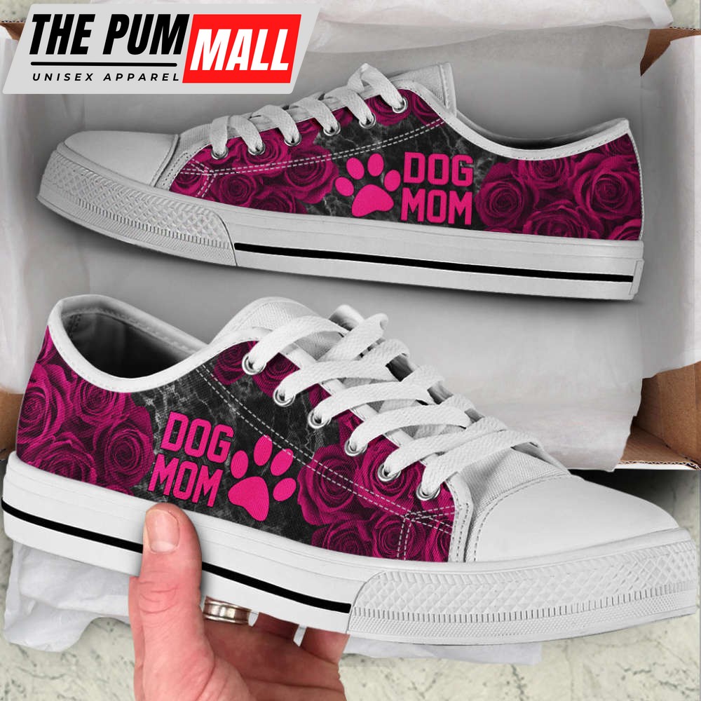 Dog Mom Rose And Paw Low Top Shoes Canvas Sneakers Casual Shoes