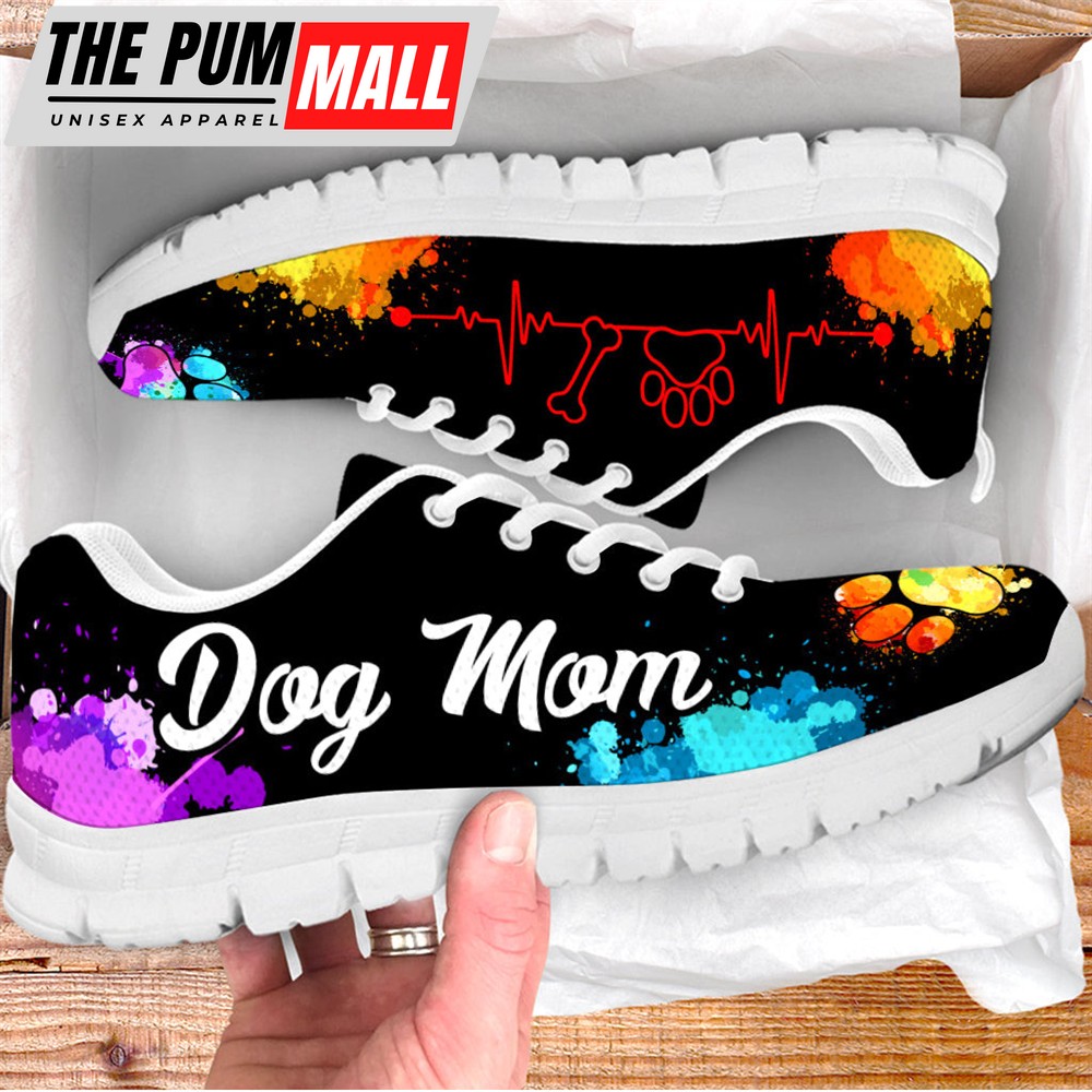Dog Mom Shoes Dog Paw Heartbeat Sneaker Walking Shoes – Best Shoes For Dog Lover – Best Gift For Dog Mom