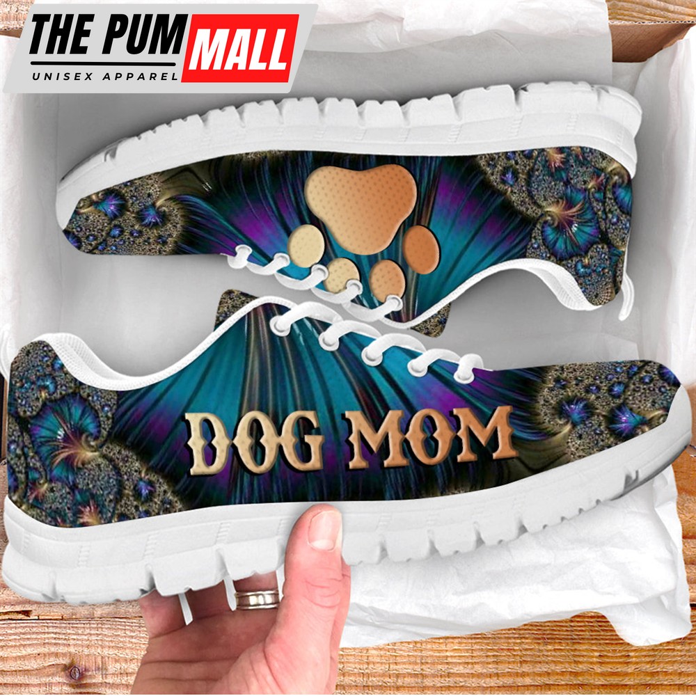 Dog Mom Shoes Fractal Art Sneaker Walking Shoes – Best Shoes For Dog Lover – Best Gift For Dog Mom