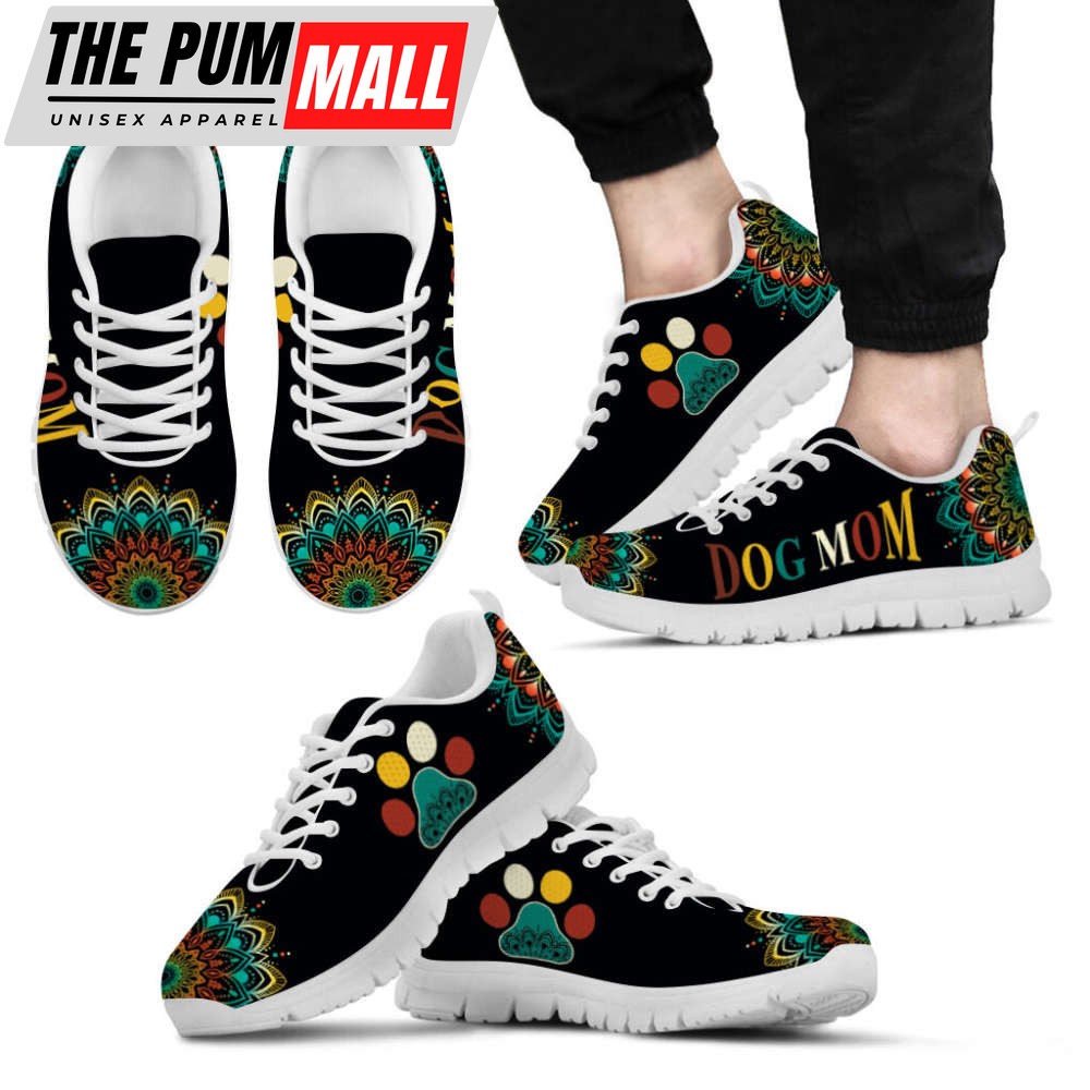 Dog Mom Shoes Geometric Mandala Art Sneakers Walking Running Lightweight Casual Shoes For Pet Lover