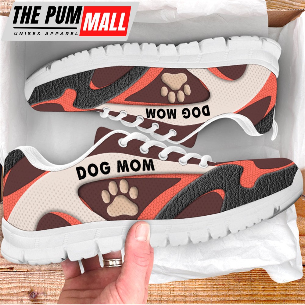 Dog Mom Shoes Leather Brown Sneaker Walking Shoes – Best Shoes For Dog Lover – Best Gift For Dog Mom