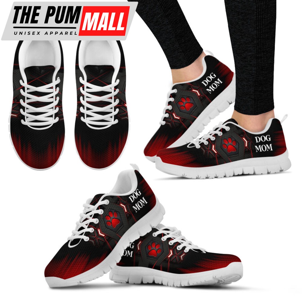 Dog Mom Shoes Shape Line Wallpaper Sneakers Walking Running Lightweight Casual Shoes For Pet Lover