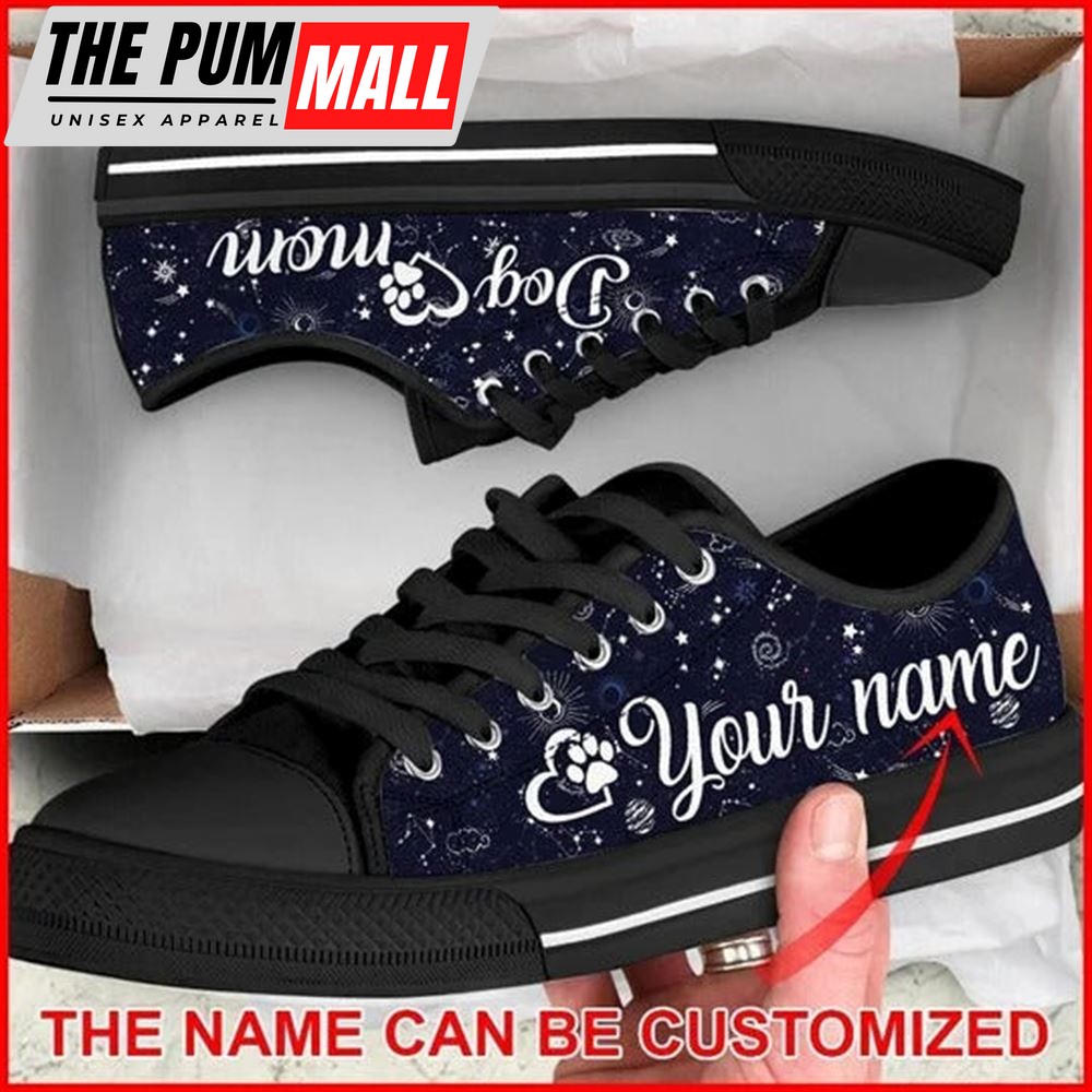 Dog Mom Space Galaxy Pattern Personalized Canvas Low Top Shoes – Low Top Shoes Mens, Women