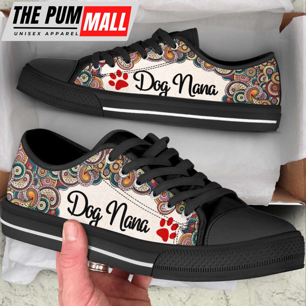 Dog Nana Low Top Shoes Paisley Canvas Shoes – Best Gift For Dog Mom