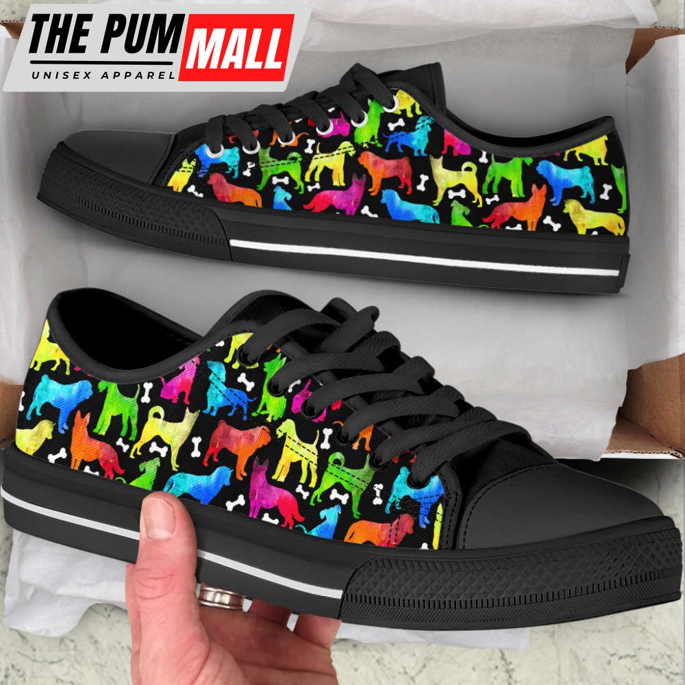 Dog Painting Pattern Low Top Shoes Canvas Shoes – Shoes For Dog Lover