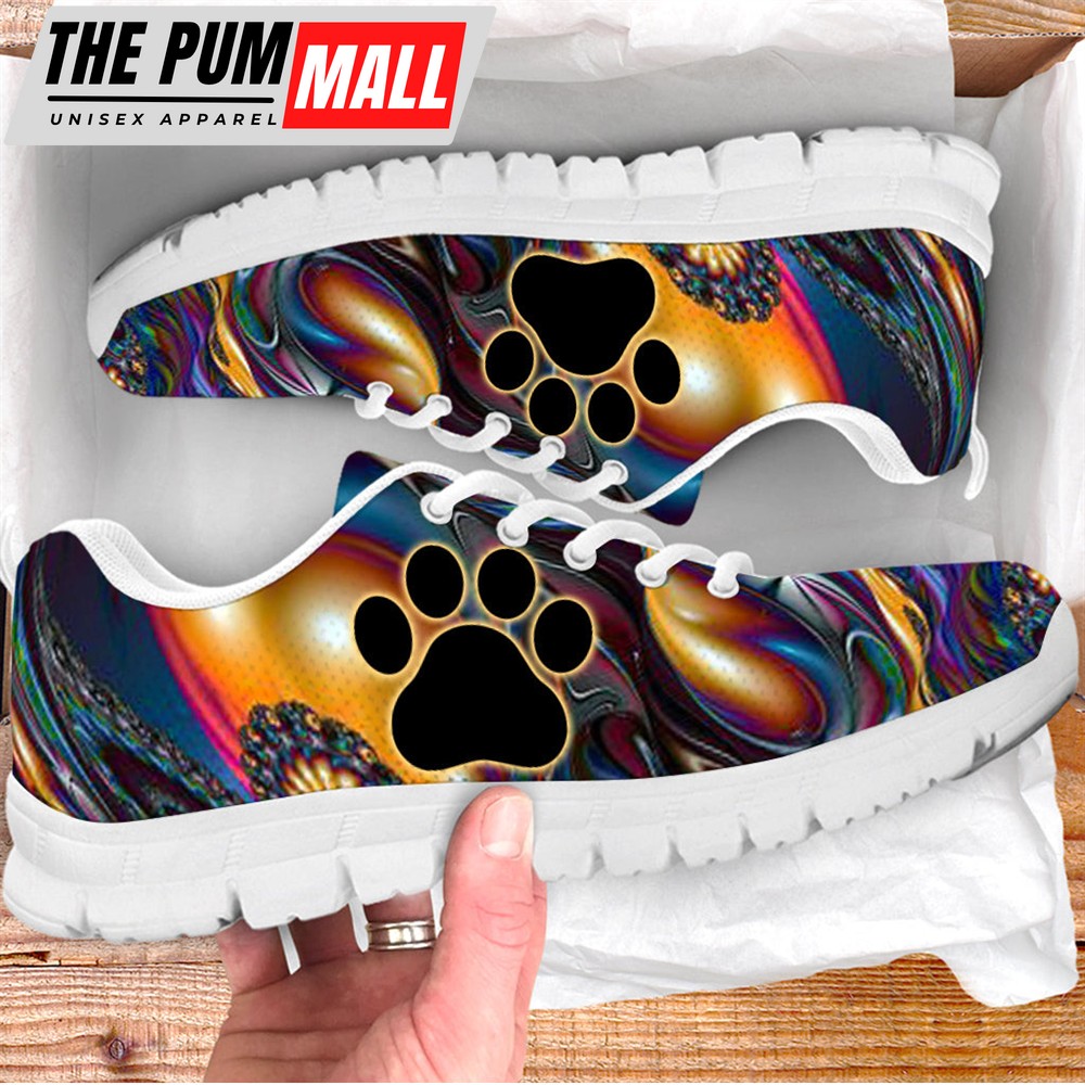 Dog Paw Icon Print Shoes Colorful Sneaker Walking Shoes – Best Shoes For Dog Lover – Best Gift For Dog Mom