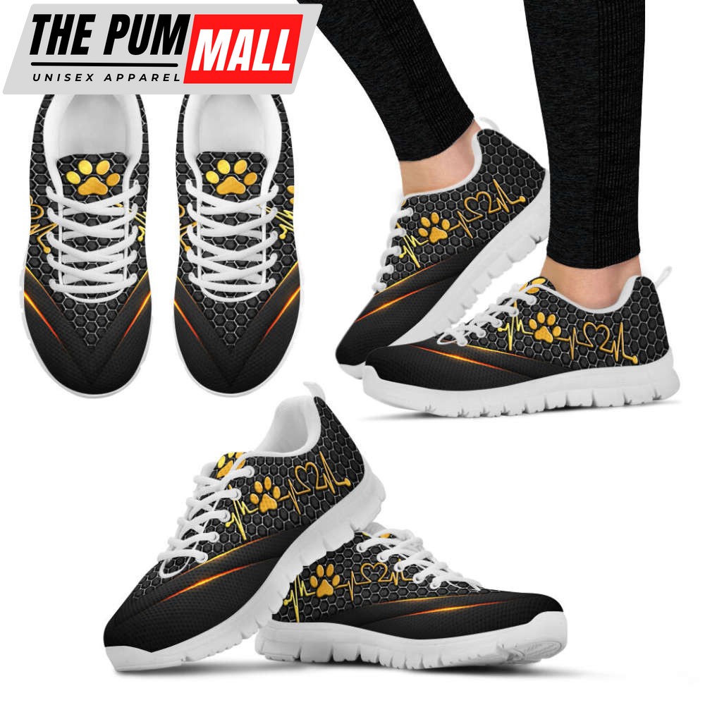 Dog Paw Print Shoes Hexagon Metal Light Sneakers Walking Running Lightweight Casual Shoes For Pet Lover