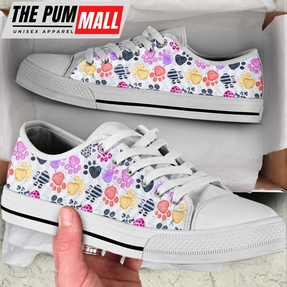 Dog Paw Wall Art Low Top Shoes Canvas Sneakers Casual Shoes