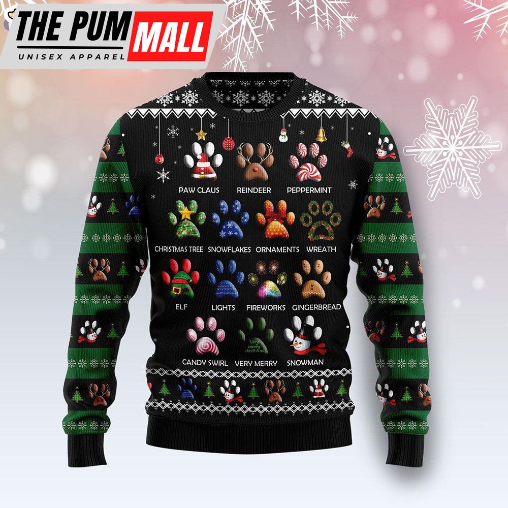 Dog Pawprint All Over print Ugly Christmas Sweater – Christmas Gift For Pet Lovers