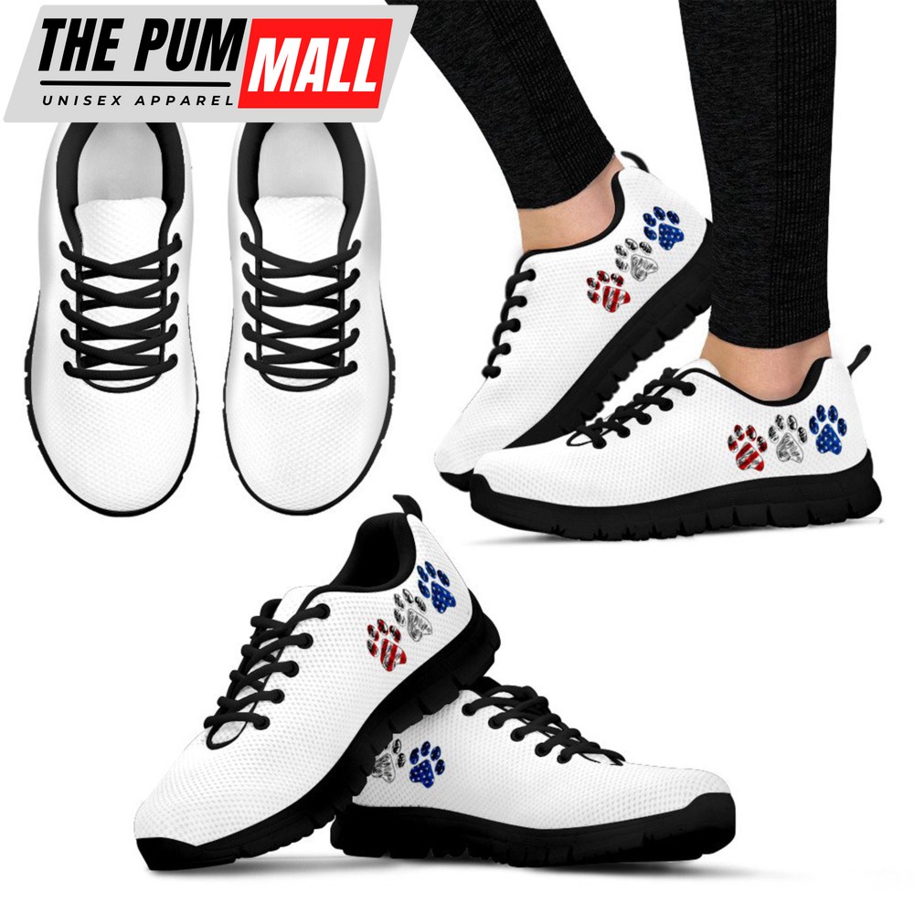 Dog Paws Flag Sneakers Mom Dog Lover, Best Sneakers Gift For Men And Women