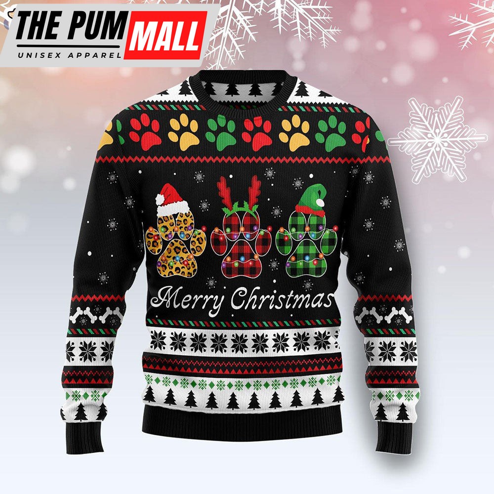 Dog Paws Xmas Dog Lover Funny Family Ugly Christmas Sweater Gifts – Christmas Outfits Gift