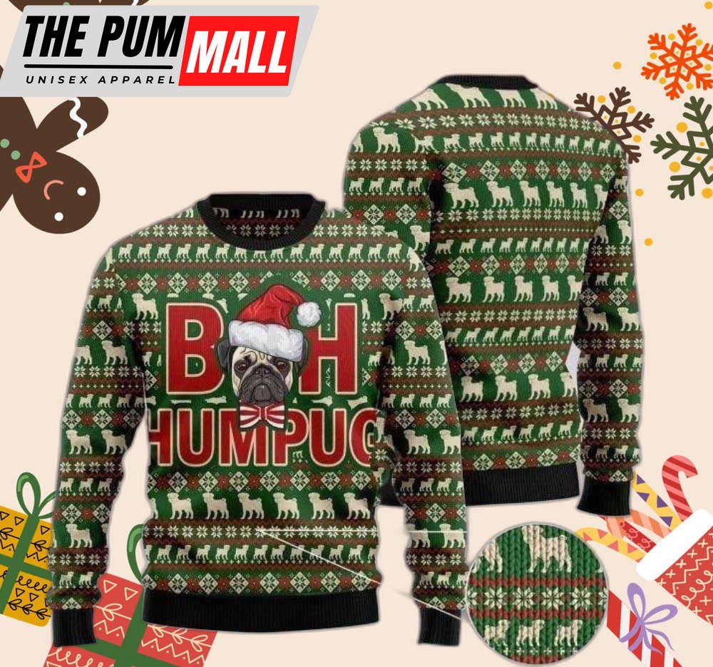 Dog Pug Bah Humbug Ugly Christmas Sweater – Festive Christmas Gift