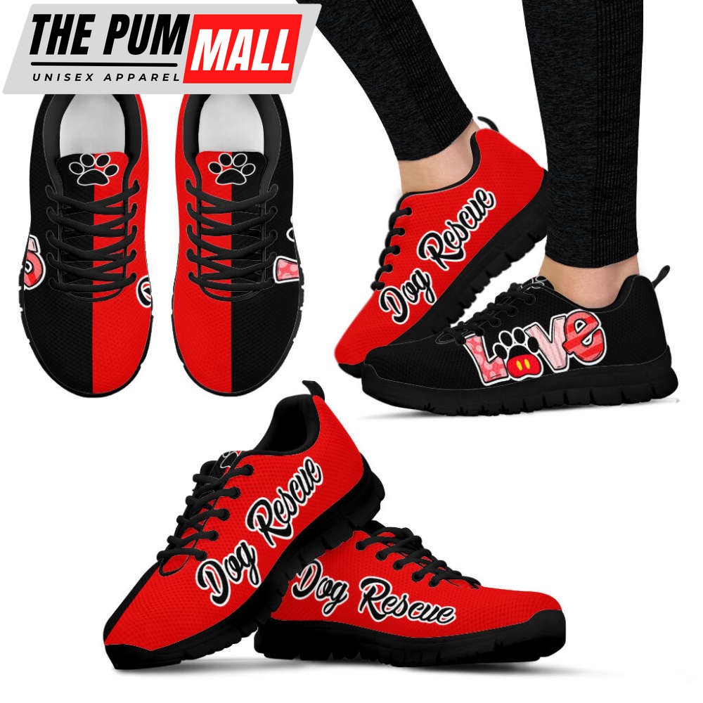 dog-rescue-shoes-love-black-red-sneakers-walking-running-lightweight-casual-shoe-bejwbdip Dog Rescue Shoes Love Black Red Sneakers Walking Running Lightweight Casual Shoes For Pet Lover