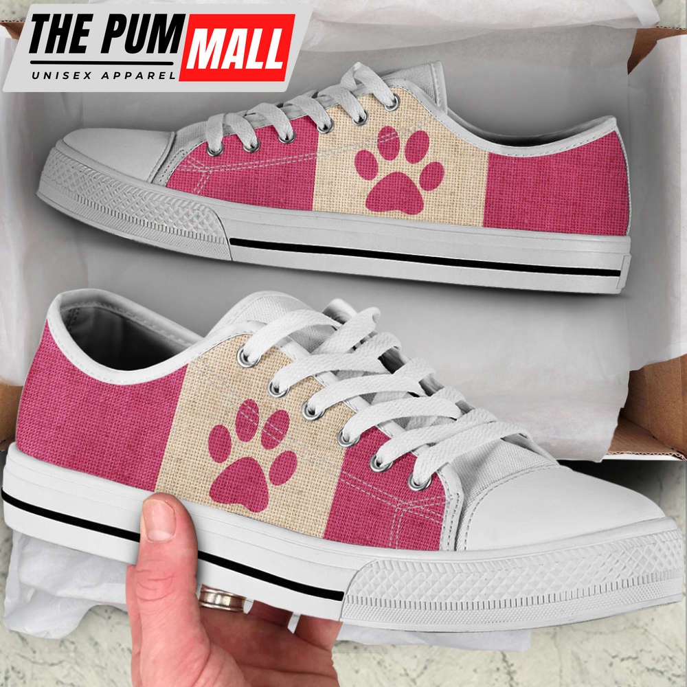 dog-texture-paw-in-the-middle-low-top-shoes-canvas-sneakers-82wg1l0t Dog Texture Paw In The Middle Low Top Shoes Canvas Sneakers