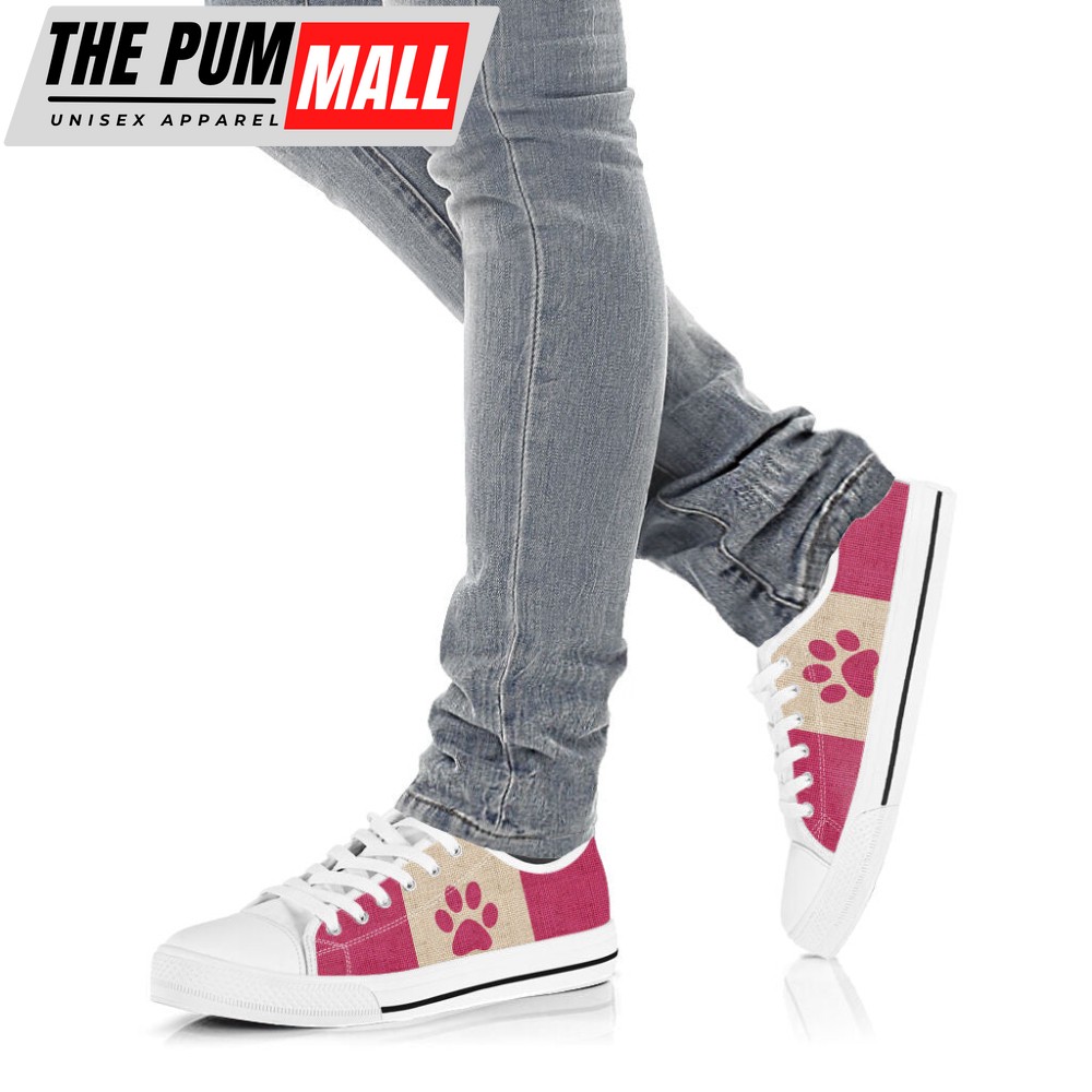 dog-texture-paw-in-the-middle-low-top-shoes-canvas-sneakers-82wg1l0t Dog Texture Paw In The Middle Low Top Shoes Canvas Sneakers