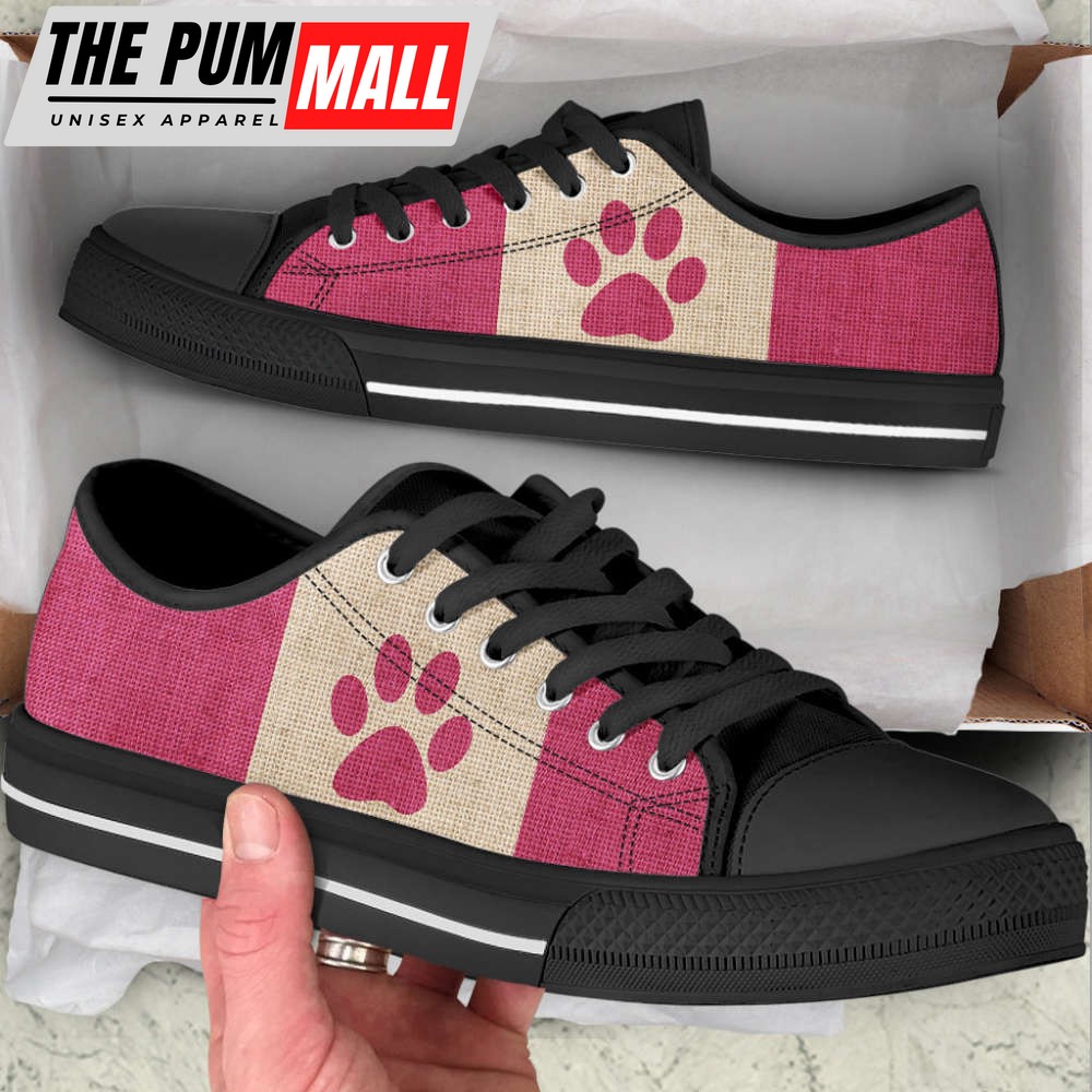 Dog Texture Paw In The Middle Low Top Shoes Canvas Sneakers