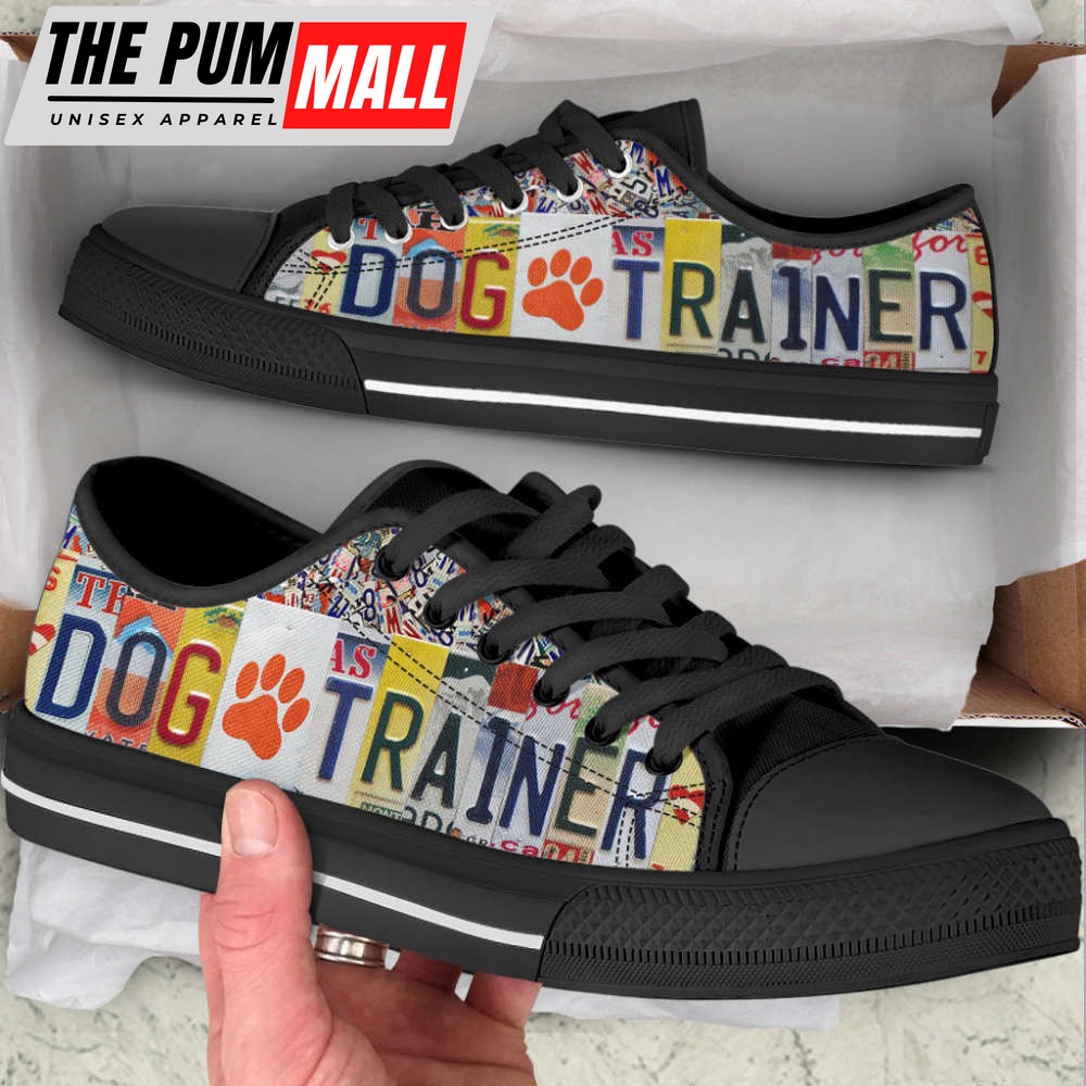 Dog Trainer License Plates Low Top Shoes Canvas Sneakers Casual Shoes