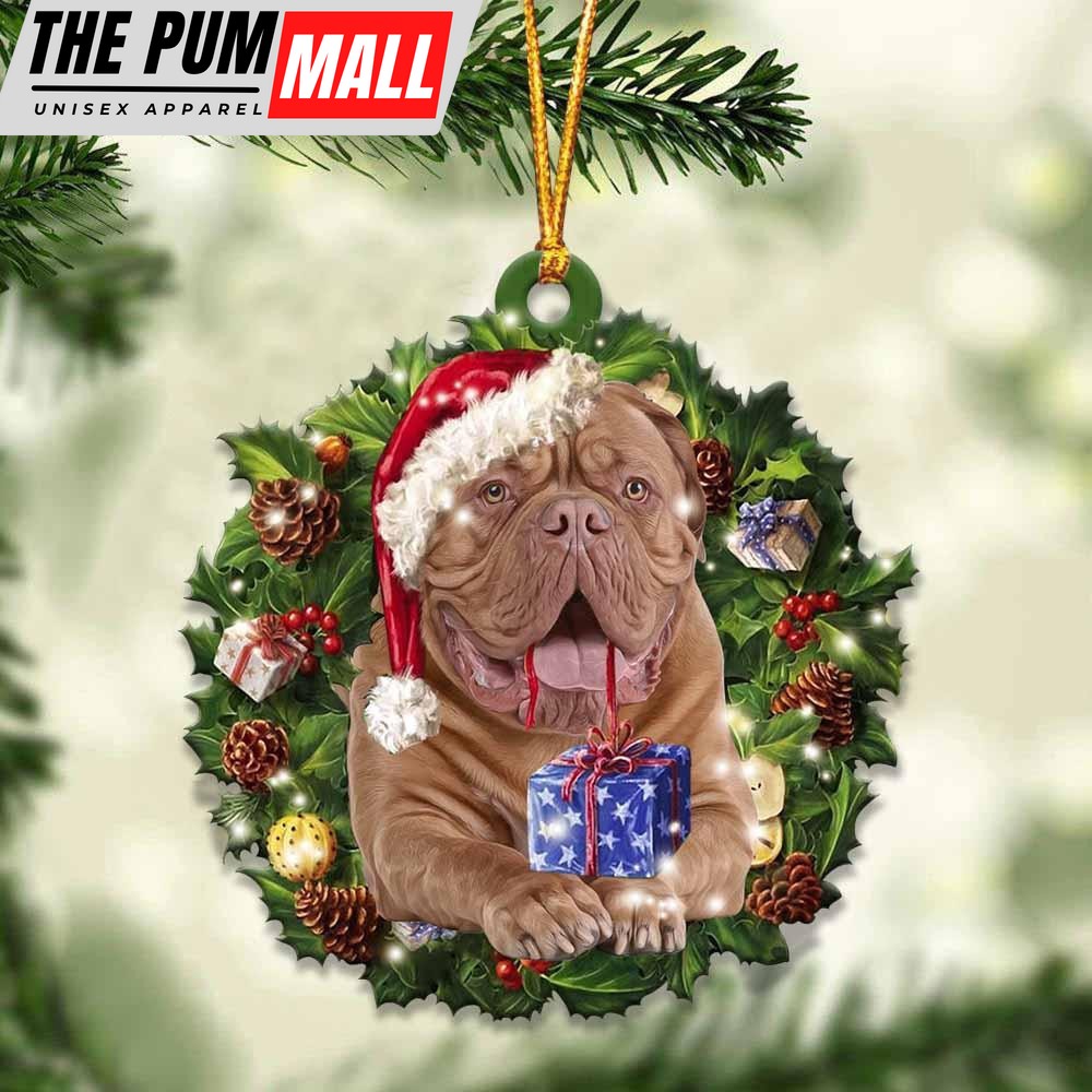 Dogue De Bordeaux And Christmas Ornament – Acrylic Dog Ornament – Gifts For Dog Lovers Limited Edition